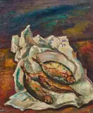 Felix Albrecht Harta, Still life with fish (smoked fish), c. 1940, oil on canvas