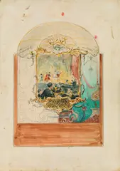 Josef Engelhart, Design for a wall decoration at the Somossy Theatre in Budapest, 1893, mixed media on cardboard; unframed