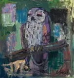 Franz Elsner, Owl, oil on canvas