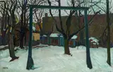 Felix Albrecht Harta, Yard in the winter, c. 1928, oil on canvas