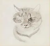 Portrait of a cat by Ludwig Heinrich Jungnickel, charcoal and watercolour on paper, sold May 2021