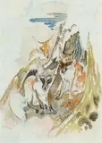 Three foxes by Ludwig Heinrich Jungnickel, watercolour and charcoal on paper, sold May 2021