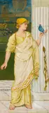 Thomas Ralph Spence, Lady with bird, oil on panel