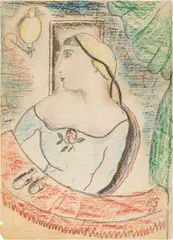 Albert Paris Gütersloh, Girl, 1916, colored pencil, pencil on paper