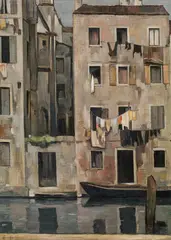 Leopold Hauer, Italian houses, 1968, oil on hardboard