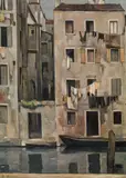 Leopold Hauer, Italian houses, 1968, oil on hardboard