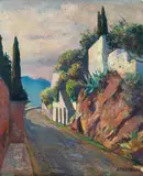 Straße bei Ascona by Erich Miller-Hauenfels, oil on hardboard, sold May 2021