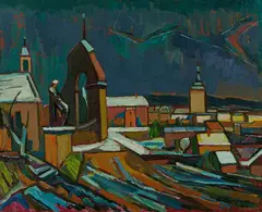 Karl Josef Gunsam, Cityscape, 1966, oil on canvas