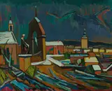 Karl Josef Gunsam, Cityscape, 1966, oil on canvas