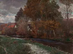 Gustav Bamberger, At the Krems, 1900, oil on canvas