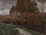 Gustav Bamberger, At the Krems, 1900, oil on canvas