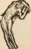 Ernst Nepo, Standing female nude, 1922, charcoal on paper