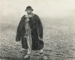 Karl Mediz, Shepherd, 1892, pencil on paper