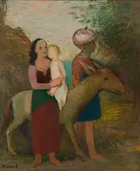 Georg Merkel, The flight into Egypt, oil on panel