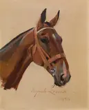 Horse head by Wojciech Kossak, 1924, oil on canvas, sold May 2021