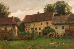 Farmhouse in Carinthia by Karl Truppe, 1934, oil on cardboard, sold May 2021