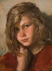 Portrait of a girl by Karl Truppe, 1944, oil on cardboard, sold May 2021