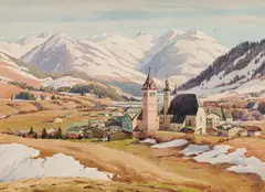 Carl Kessler, View of Kitzbühel, watercolour, gouache on paper