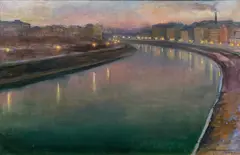 Richard Harlfinger, Danube canal, Vienna, 1907, oil on canvas
