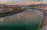 Richard Harlfinger, Danube canal, Vienna, 1907, oil on canvas