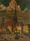 Arthur Brusenbauch, Der alte Freysingerhof Anno 1690, 1941, oil on canvas on board