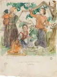 Switbert Lobisser, Herbst (Fresken an dem Hause Kager / Wolfsberg), pencil, watercolour on paper
