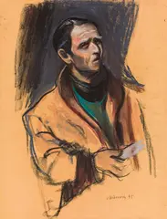 Self-portrait by Josef Dobrowsky, 1945, pastel on paper, sold May 2021