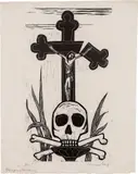 Werner Berg, Gebrochenens Totenkreuz, 1980, woodcut on paper