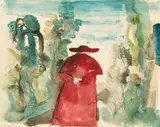 Wilhelm Thöny, Cleric in the garden, watercolour, India ink on paper