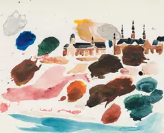 Monastery by Gustav Hessing, c. 1930, watercolour on paper, sold May 2021