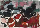 Gustav Hessing, Winter evening, 1954, watercolour, gouache on paper