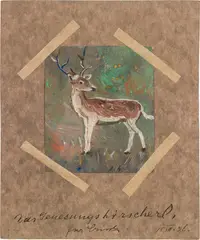 Oskar Laske, Das Genesungshirscherl, 1936, mixed media, collage on paper