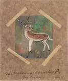 Oskar Laske, Das Genesungshirscherl, 1936, mixed media, collage on paper