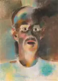 Lois Pregartbauer, Self-portrait as a clown, pastel on paper