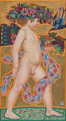 Alfred Waagner, Flower putto, oil on canvas