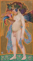 Alfred Waagner, Autumn putto, oil on canvas