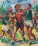 Wilhelm Kaufmann, Handball, mixed media on paper