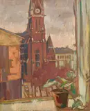 Heinrich Krause, View from the studio window, oil on canvas