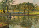 Hans Wulz, Hellbrunn in Salzburg, 1972, oil on cardboard