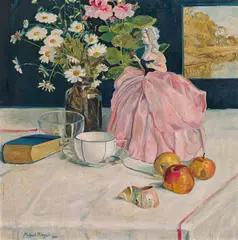 August Rieger, Still life with doll, 1920, oil on cardboard