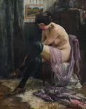 Anton Marussig, Nude with stockings, 1913, oil on canvas