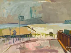 Sándor Zugor, View from Brooklyn Heights, New York, 1958, oil on canvas