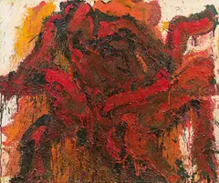 Otto Muehl, Lovers, oil on canvas; framed