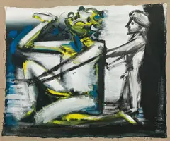 Untitled by Hubert Schmalix, 1982, oil on canvas, laminated on canvas; unframed, offered May 2021