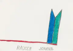 Johann Hauser, Banner, mixed media on paper; framed
