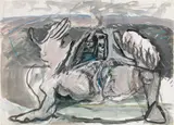Siegfried Anzinger, Female nude, 1985, mixed media on paper; framed