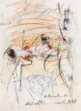 Abstraktion nach Akt by Hans Staudacher, 1989, mixed media on paper; framed, sold May 2021
