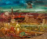 Bernhard Eder, Untitled, 1972, oil on board; framed