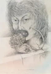 Leherb, Bye bye Happiness, hello loneliness, graphite on cardboard; framed
