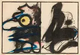 Arnulf Rainer, Green and blue, from the portfolio "Wahnhall, 1967, crayon, coloured pencil on lithograph; framed